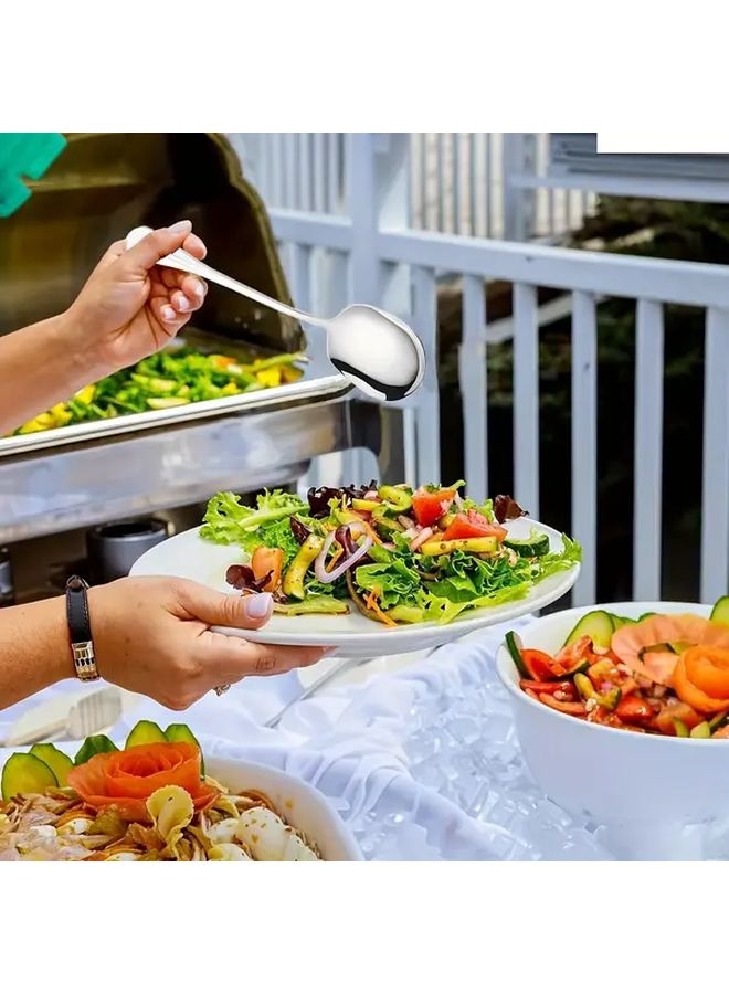 5pcs Premium Stainless Steel Serving Spoon Set Mirror Polished Dishwasher Safe 8 07inch Silver - Image 5